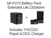 Sony NP FV70 4 Hour Replacement Battery With AC DC Rapid Battery Charger For The Sony DCR SX44 DCR SX63 DCR SX83 DCR SR68 DCR SR88 SONY HDR CX110 HDR CX150 HDR