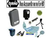 Opteka kit for the Flip Ultra U1120 UltraHD U260 U2120 U32120 MinoHD F460 M2120 M3160 M31120 SlideHD S1240 includes VL 20 LED Video light Flash bracket