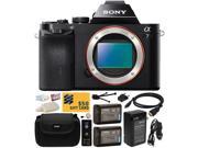Sony a7 Full Frame 24.3 MP Mirrorless Interchangeable Digital Lens Camera Body Only ILCE7 with x2 NP FW50 Battery Carrying Case Charger 50 Gift Card