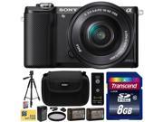 Sony Alpha A5000 20.1 MP Interchangeable Mirrorless Lens Camera with 16 50mm OSS Lens ILCE5000Lwith 8GB Class 10 SDHC Memory Card x2 NP FW50 Battery Charger