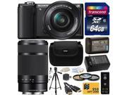 Sony Alpha A5000 20.1 MP Interchangeable Lens Camera with 16 50mm 55 210mm F4.5 6.3 OSS Lens with 64GB Class 10 SDHC Memory Card NP FW50 Charger Tripod