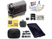 Sony HDR AS30V HD POV Action Camcorder with 32GB Micro SD Card Card Reader NP BX1 1400mAh Li ion Battery Hard Shell Carrying Case Solar Battery Charger Bac
