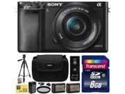 Sony Alpha a6000 24.3 MP Interchangeable Mirrorless Lens Camera with 16 50mm Power Zoom Lens with 8GB Memory Card 2x NP FW50 Battery Charger Tripod UV F