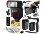 Flash Kit includes Sigma EF 530 DG ST Electronic Flash Pop Up Diffuser Grey Card Set Flash Bracket Wireless Shutter NP FM500H Battery with Charger Cleanin