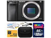Sony Alpha a6000 24.3 MP Mirrorless Interchangeable Lens Camera Body Only ILCE6000 with 32GB Memory Card Hard Shell Carrying Case Camera Cleaning Kit