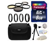 8GB Kit for Sony includes Transcend 8GB Memory Card Deluxe Hard Shell Carrying Case 4 Piece Close Up Macro Filter Kit 5 Piece Professional Filters Set DSLR