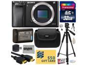 Sony Alpha a6000 24.3 MP Mirrorless Interchangeable Lens Camera Body Only ILCE6000 with 32GB Memory Card NP FW50 Battery Tripod Carrying Case HDMI Cab