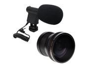 Opteka VM 8 Directional Mini Shotgun Microphone with Opteka .20x HD Professional Super Fisheye Lens for Canon EOS 60d 60da 50d 40d 5d 1ds 1d Digital Rebe