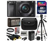Sony Alpha a6000 24.3 MP Interchangeable Mirrorless Lens Camera with 16 50mm Power Zoom Lens with 32GB Memory Card NP FW50 Battery Tripod Hard Shell Carry