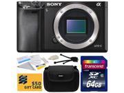 Sony Alpha a6000 24.3 MP Mirrorless Interchangeable Lens Camera Body Only ILCE6000 with 64GB Memory Card Hard Shell Carrying Case Camera Cleaning Kit