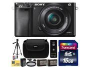 Sony Alpha a6000 24.3 MP Interchangeable Mirrorless Lens Camera with 16 50mm Power Zoom Lens with 16GB Memory Card 2x NP FW50 Battery Charger Tripod UV