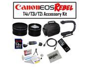 Deluxe Accessory Kit for Canon EOS Rebel T2i T3i T4i with Opteka Microfiber Deluxe Photo Video Camera Gadget Bag Opteka X Grip Handle 16GB Memory Card Opte