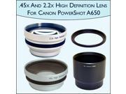 .45x Wide Angle 2.2x Telephoto Pro Lens Set for Canon PowerShot A650