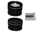 58MM 2.2x Telephoto and 0.43X Wide Angle High Definition w Macro Portion Lenses for CANON REBEL T5i T4i T3i T3 T2i T2 T1i XTi XT XSi XS SL1 7D and Microfiber L