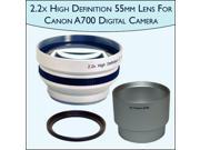 2.2x High Definition Telephoto Camera 55mm Lens For Canon PowerShot A700