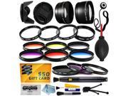58mm Pro Lenses Filters Kit includes 0.43x 2.2x Lens UV CPL Warming 6 Piece Color Filter Macro Close Up Set Lens Hood 50 Gift Card and more for Canon E