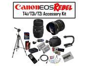 Deluxe Accessory Kit for Canon EOS Rebel T2i T3i T4i with Sigma 70 300mm f 4 5.6 DG Lens Opteka 6.5mm f 3.5 Fisheye Lens 32GB SDHC High Speed Memory Card and