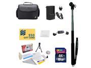 Essential Accessory Kit for Canon PowerShot SX200 Digital Camera with 2 NB 6L Battery Travel Charger Monopod Mini tripod 16GB Transcend SDHC Memory Card