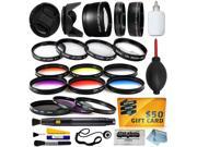 58mm Pro Lenses Filters Kit includes 0.43x 2.2x Lens UV CPL Warming 6 Piece Color Filter Macro Close Up Set Lens Hood 50 Gift Card and more for Canon X