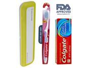 Wellness HealthPro FC 1 Portable Wireless Toothbrush UV Sanitizer Yellow Colgate® Wave Soft Compact Head Colgate Fluoride Great Regular Flavor Toothpaste