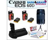 Dads Grads Special! Canon EF 75 300mm f 4 5.6 III Telephoto Zoom Lens and Battery Pack Grip With 2 Opteka LP E6 2400mAh Ultra High Capacity Li ion for Canon EOS
