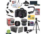 Canon EOS Rebel T3i DSLR Camera with EF S 18 55mm f 3.5 5.6 IS STM Lens With 32GB Card 2 Batteries Charger 0.20X 2.2x Lens 3 Filters Case Tripod X GRIP