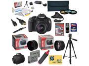 Canon EOS Rebel T3i DSLR Camera with EF S 18 55mm f 3.5 5.6 IS STM With 64GB Card 2 Batteries Charger 0.43x 2.2x Lens 3 Piece Filters HDMI Cable Gadget B