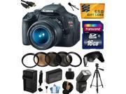 Canon EOS Rebel T3i Digital SLR Camera with EF S 18 55mm f 3.5 5.6 IS Lens with 16GB Memory Flash Battery Charger Lens Hood 5 PC Filters Grip Strap Clean