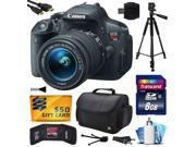 Canon EOS Rebel T5i 700D Digital SLR with 18 55mm STM Lens includes 8GB Memory Large Case Tripod Card Reader Card Wallet HDMI Mini Cable Cleaning