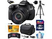 Canon EOS 60D 18 MP CMOS Digital SLR Camera with EF S 18 200mm f 3.5 5.6 IS Lens includes 8GB Memory Large Case Tripod Card Reader HDMI Mini Cable Cle