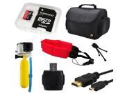 Premium Large Carrying Travel Case 64GB Memory Card HDMI Cable Float Floating Bobber USB Card Reader Writer Dust Removal Cleaning Kit GoPro Hero4 Hero
