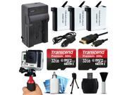 64GB Memory 3 Battery Charger Grip Cleaning Kit for GoPro HERO4 Hero 4