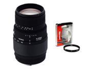 Sigma 70 300mm f 4 5.6 DG Macro Telephoto Zoom Lens with Opteka 58mm UV Filter for Canon EOS SLR Cameras Including the 10D 20D 30D 40D 50D Digital Rebel XT