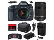 Canon EOS 5D Mark III 22.3 MP Full Frame CMOS Digital SLR Camera with EF 24 105mm f 4 L IS USM Lens and EF S 55 250mm f 4 5.6 IS II Lens with 16GB Memory Larg