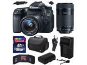Canon EOS 70D Digital SLR Camera with 18 55mm STM and EF S 55 250mm f 4 5.6 IS STM Lens includes 16GB Memory Large Case Extra Battery Travel Charger Mem
