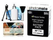 Photomate BP718 BP 718 2300mAh Battery for Canon HFM50 HFM500 HFM52 HFM56 HFM506 Video Camera Camcorder