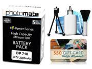 Photomate BP718 BP 718 2300mAh Battery for Canon HFR30 HFR32 HFR36 HFR38 HFR300 Video Camera Camcorder