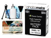 Photomate EN EL14 1800mAh Battery for Nikon D5300 D5200 D5100 D3300 D3200 D3100 DSLR SLR Digital Camera