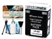 Photomate LPE8 LP E8 2400mAh Battery for Canon EOS Rebel T5i T4i T3i T2i DSLR SLR Digital Camera