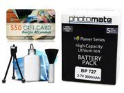 Photomate BP727 BP 727 3500mAh Battery for Canon HF R42 R400 R50 R52 R500 HFR306 Video Camera Camcorder