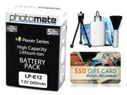 Photomate LPE12 LP E12 1300mAh Battery for Canon EOS M M2 Rebel SL1 100D DSLR SLR Digital Camera