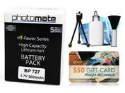 Photomate BP727 BP 727 3500mAh Battery for Canon HF M50 M500 M52 M56 M506 HFR40 Video Camera Camcorder
