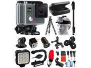 GoPro HD HERO Waterproof Action Camera Camcorder with Deluxe Sports Bundle includes Travel Case Selfie Monopod Stick Head Helmet Strap Charger LED Video