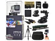 GoPro Hero 4 HERO4 Black CHDHX 401 with 64GB Ultra Memory with MicroSD Reader Suction Cup Mount 67 Monopod 60? Pro Series Tripod Large Padded Case Ha