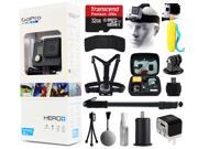 GoPro HERO Camera Camcorder CHDHC 101 32GB Card Head Chest Strap Floating Bobber Travel Case Selfie Portrait Stick Car Charger AC Wall Charger