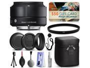 Sigma 30mm F2.8 DN Black Lens for Sony E Mount NEX 33B965 with Starter Accessories Package includes UV Ultraviolet Filter Deluxe Cleaning Kit Air Dust Blo