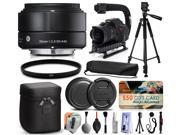 Sigma 30mm F2.8 DN Black Lens for Sony E Mount NEX 33B965 60 Tripod Action Stabilizer Handle Ultra Violet Filter Cleaning Kit Lens Brush Cap Keep