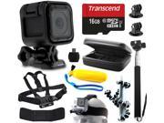 GoPro HERO4 Session HD Action Camera CHDHS 101 with 11 Piece Accessories Bundle includes 16GB Card Selfie Stick Case Head Chest Strap Floating Bobber