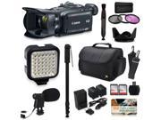 Canon XA30 HD Professional Video Camcorder Kit with 128GB Memory LED Light Mic Monopod Bag Extra Battery