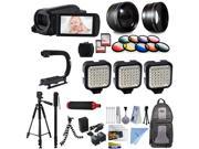Canon VIXIA HF R700 HD Camcorder Video Camera 3 Lamps Lighting Extra Memory Action Stabilizer Case Cleaning Kit LED Video Light More Accessories B
